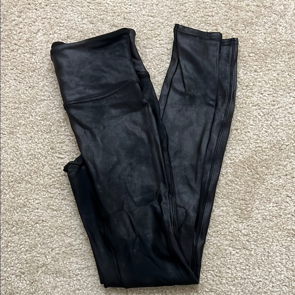 Spanx Black Faux Leather Leggings, Small